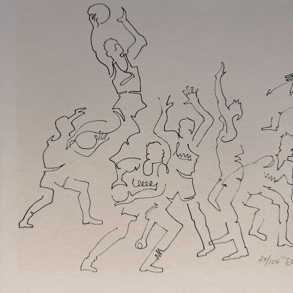 Basketball Line Art Lithograph by Tom Andrew Numbered Unframed Picasso Inspired - Picture 5 of 8
